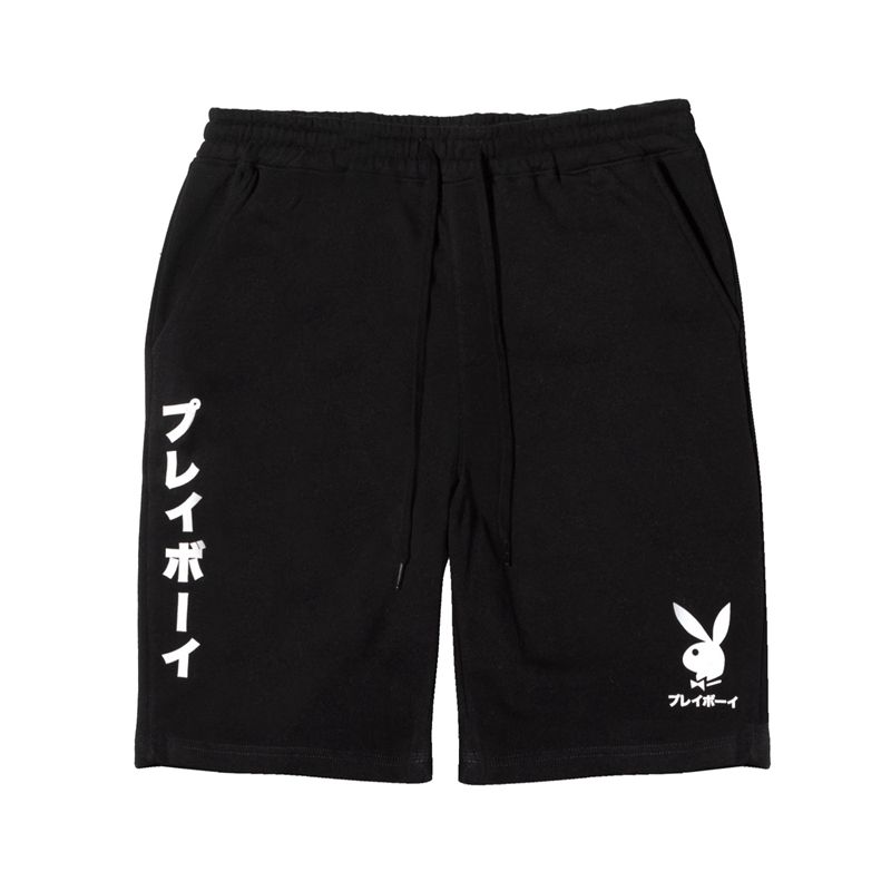 Playboy Japanese Rabbit Head Sweats Men\'s Shorts Black | 957368XKS