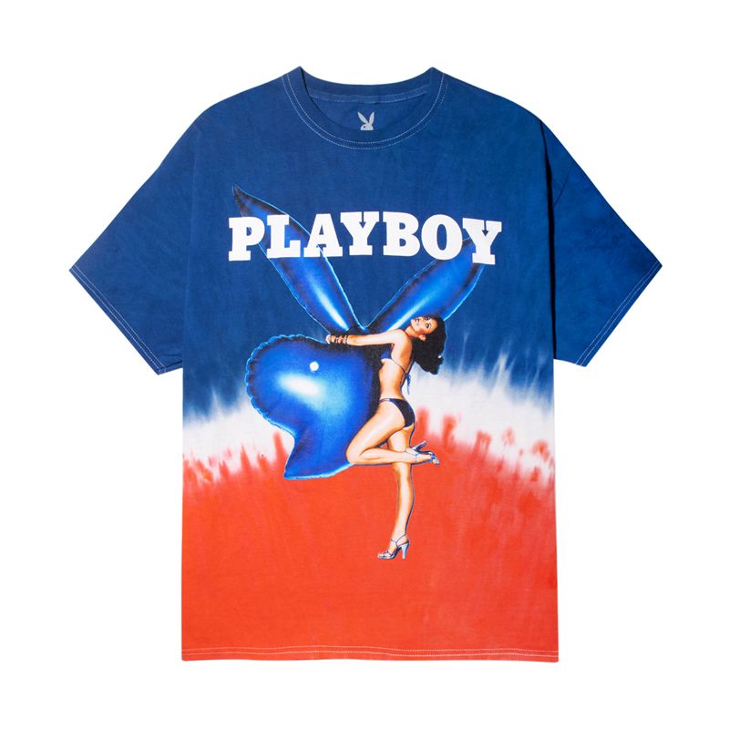 Playboy July 1977 Cover Tie Dye Men\'s Shirts Blue / White / Red | 051683DPW