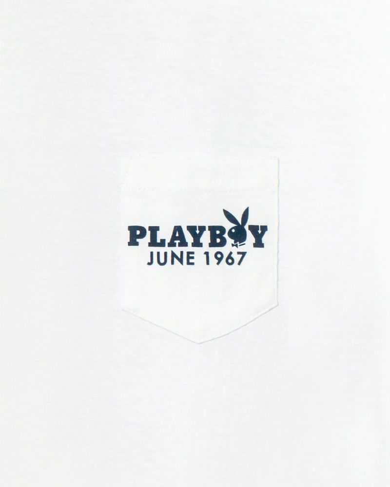 Playboy June 1967 Cover Pocket Men's Shirts White | 678204SXM