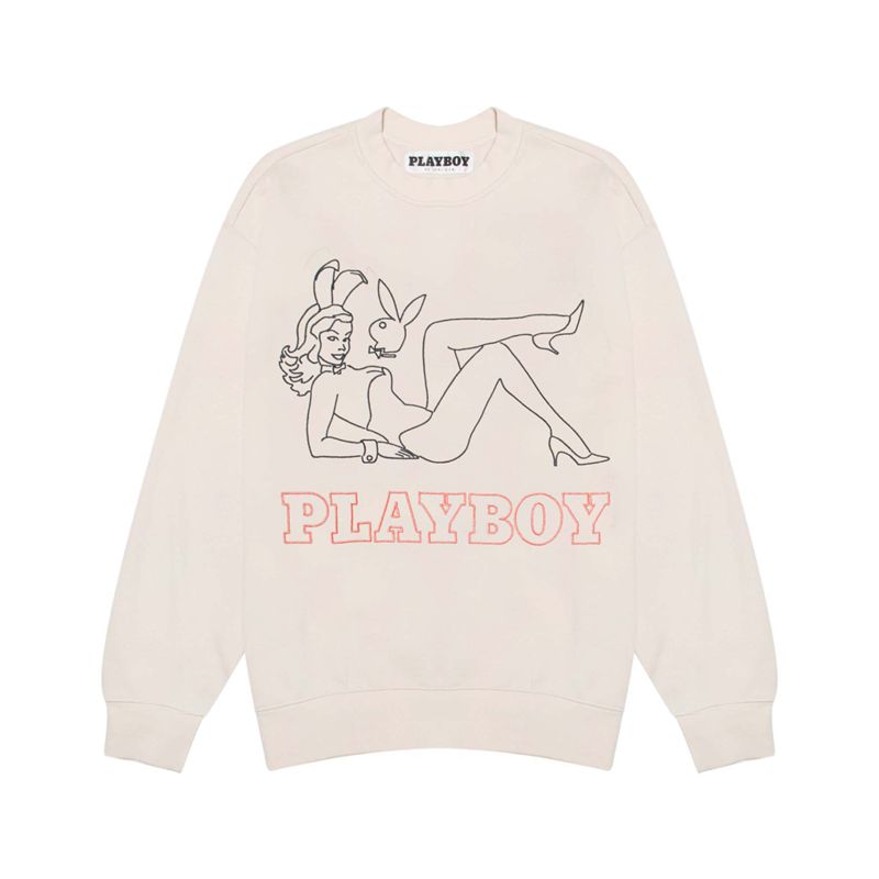 Playboy Late Night Crewneck Men's Hoodie Pink | 406523TIU