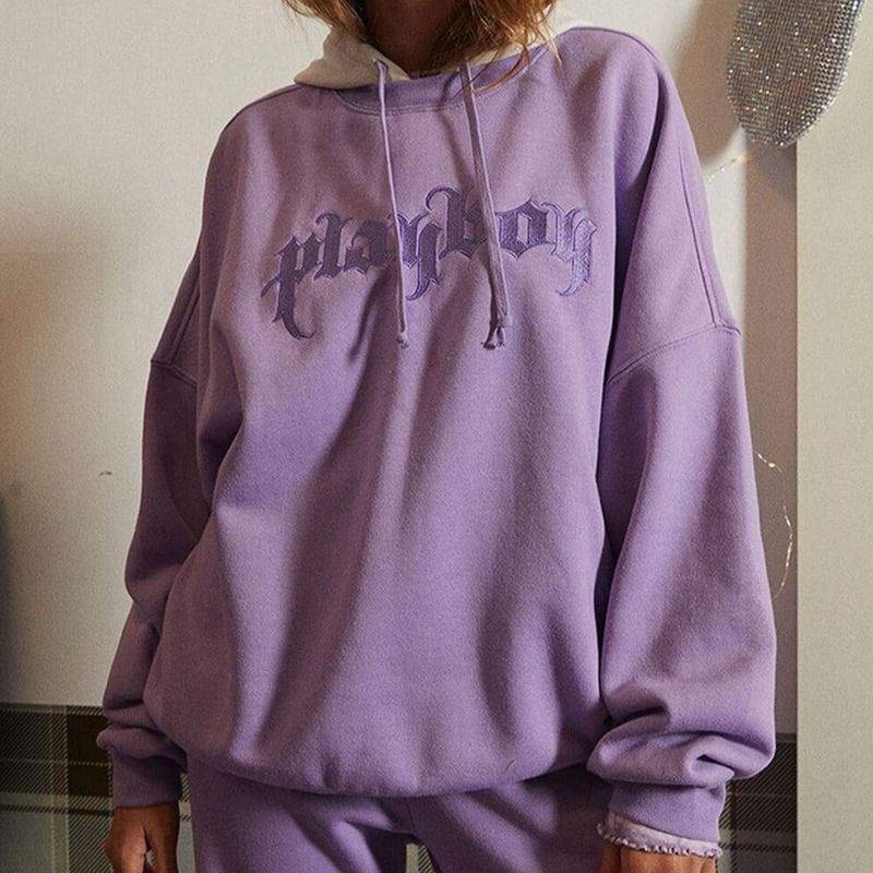 Playboy Layered Women's Hoodie Purple | 018425IGQ