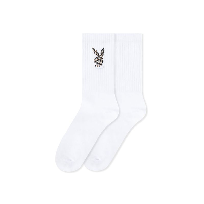 Playboy Leopard Print Bunny Socks Women's Loungewear Black | 872154SKD