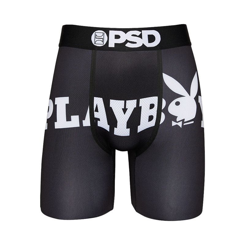 Playboy Logo Boxer Brief Men's Underwear Black / White | 543670FPS