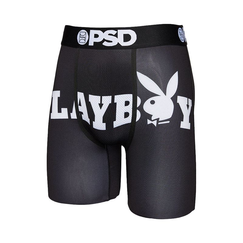 Playboy Logo Boxer Brief Men's Underwear Black / White | 543670FPS