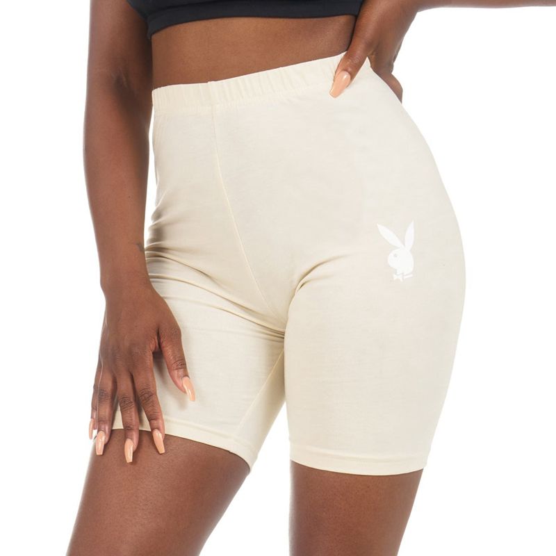 Playboy Logo Cyclings Women\'s Shorts Beige | 189520CXW