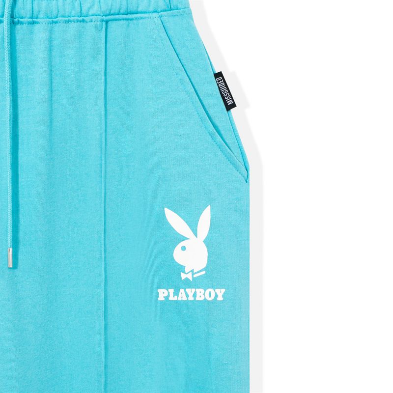 Playboy Logo Sweats Women's Pants Light Blue | 871563PZI