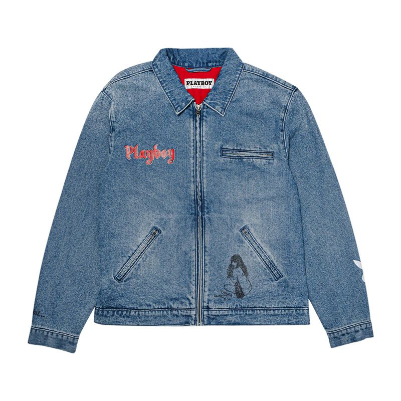 Playboy Lost Years Denim Jacket Men's Jackets Indigo | 702546WIM