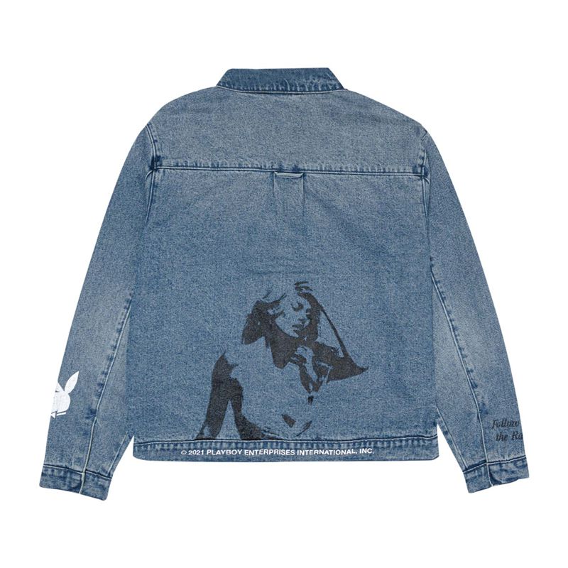 Playboy Lost Years Denim Jacket Men's Jackets Indigo | 702546WIM