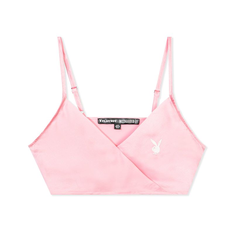 Playboy Lounge Satin Women's Tank Pink | 542670GNJ