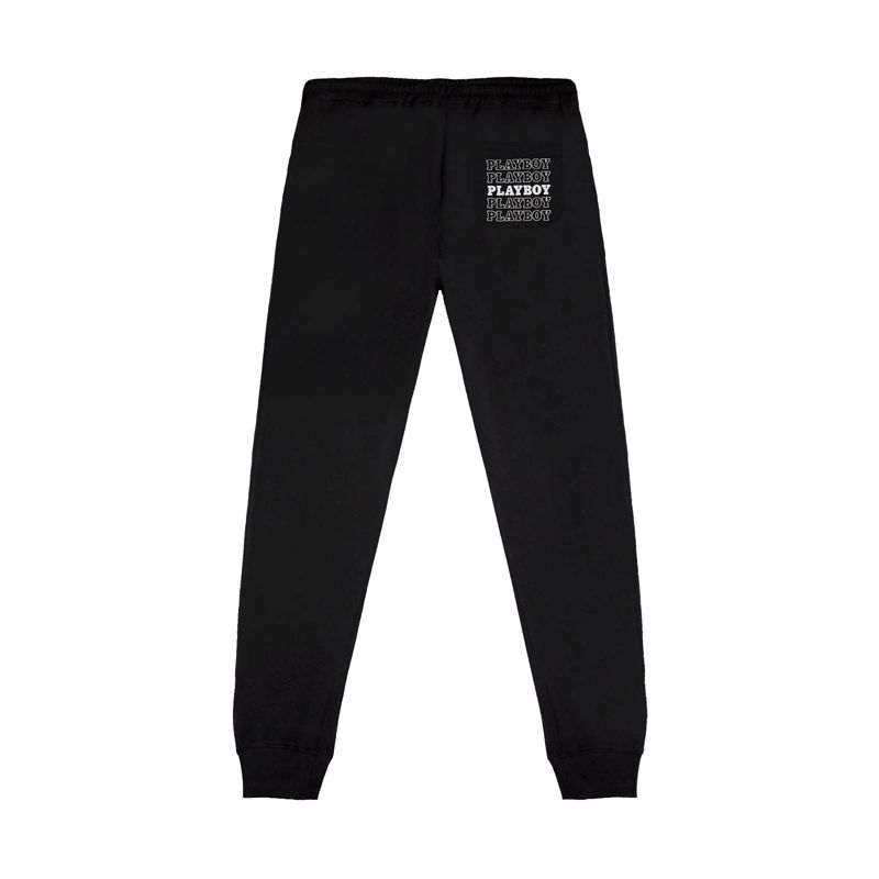 Playboy Masthead Jogger Women's Pants Black / White | 081943PFT