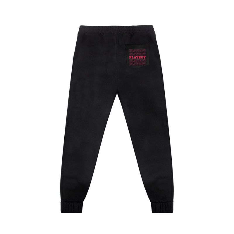 Playboy Masthead Men's Sweatpants Black Red | 396418BSZ