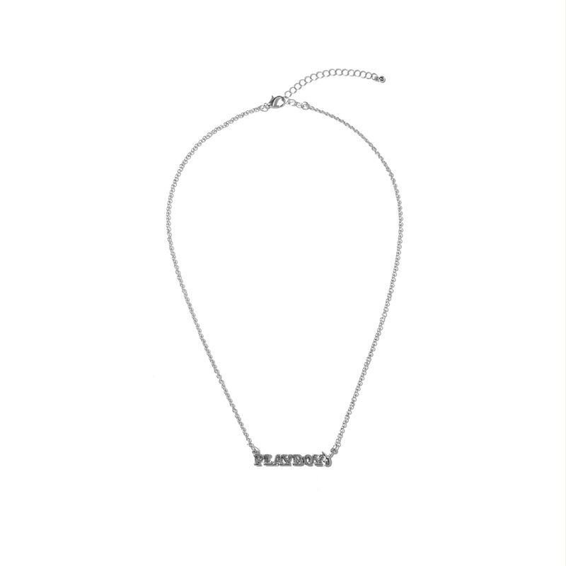 Playboy Masthead Nameplate Necklace Women's Jewelry Silver | 170382QYU