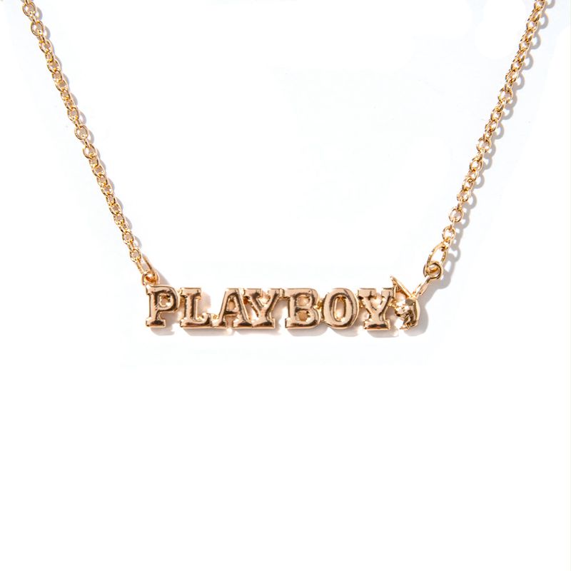 Playboy Masthead Nameplate Necklace Women\'s Jewelry Silver | 170382QYU