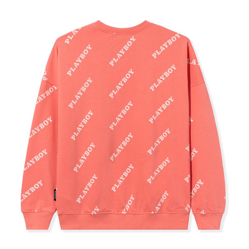 Playboy Masthead Oversized Crewneck Women's Hoodie Pink | 018435CPT