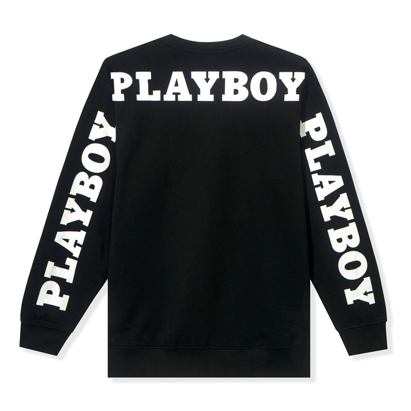 Playboy Masthead Pullover Crewneck Men's Hoodie Black | 971083ZJC