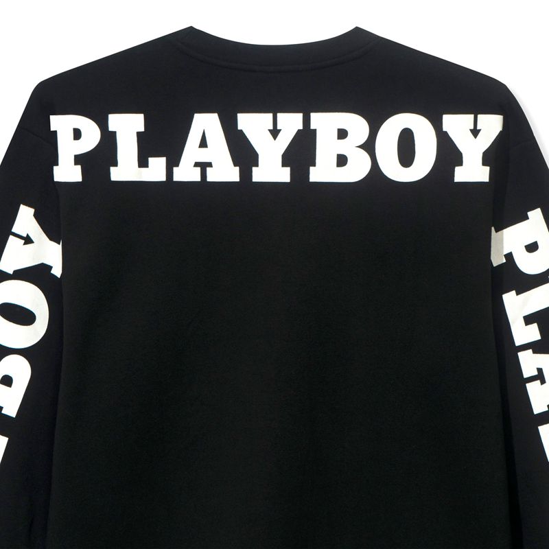 Playboy Masthead Pullover Crewneck Men's Hoodie Black | 971083ZJC