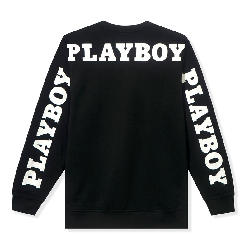 Playboy Masthead Pullover Crewneck Men\'s Hoodie Black | 971083ZJC