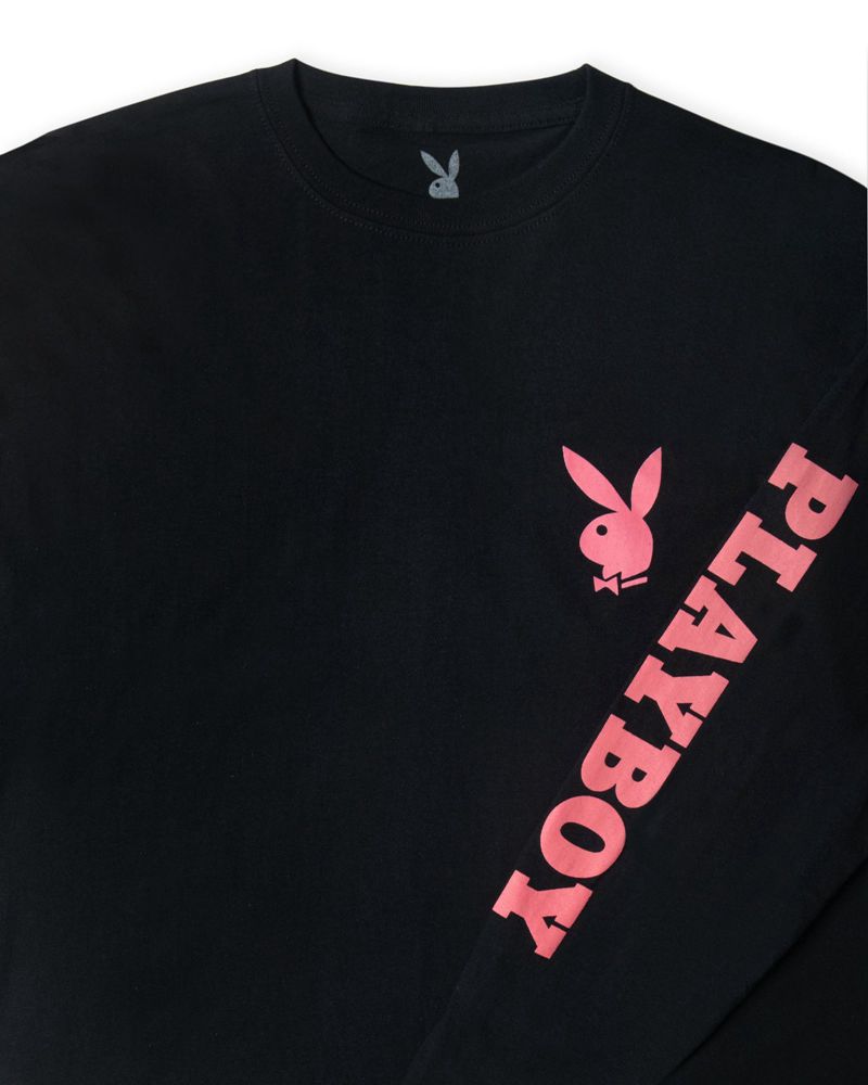 Playboy Masthead & Rabbit Head Long Sleeve Men's Shirts Black | 983256KAG