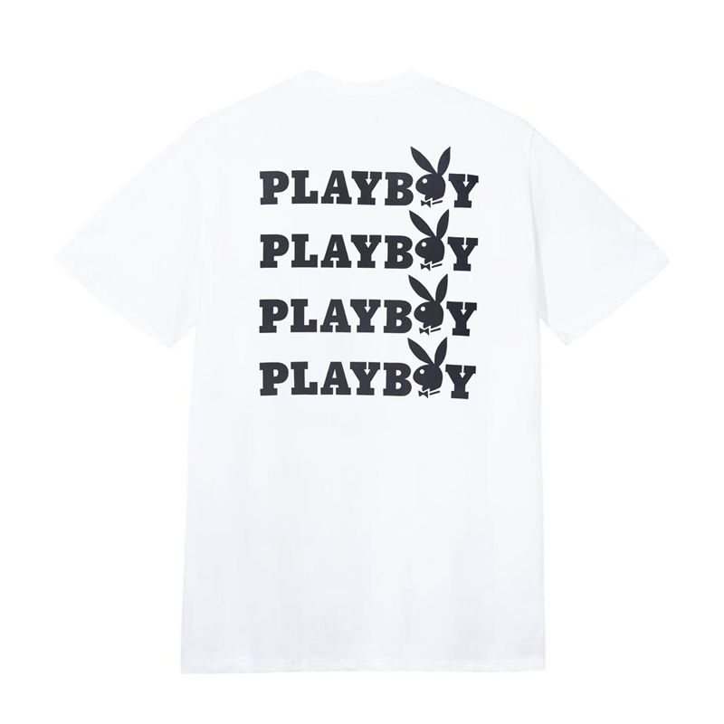 Playboy Masthead & Rabbit Head Men's Shirts White / Black | 019853YNJ