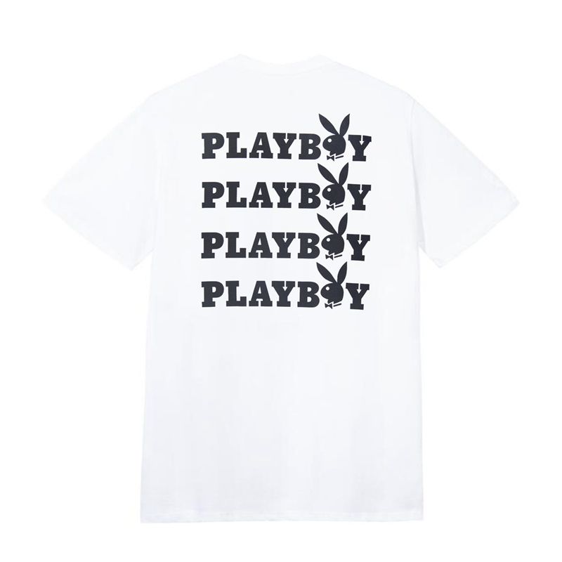 Playboy Masthead & Rabbit Head Men\'s Shirts White / Black | 019853YNJ