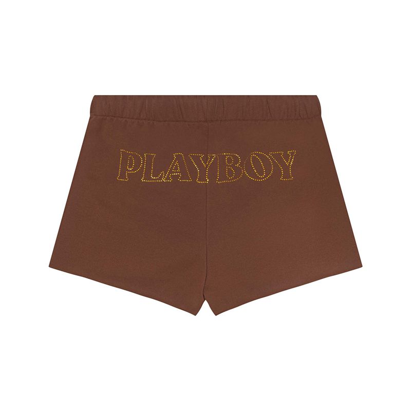 Playboy Masthead Sweat Women\'s Shorts Chocolate | 573620HGL