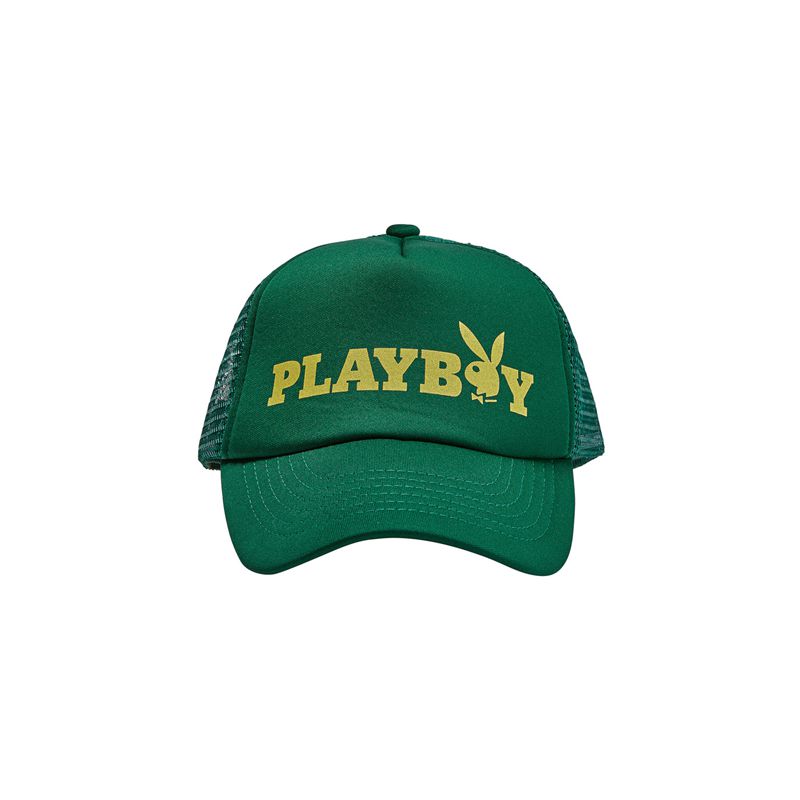 Playboy Masthead Trucker Men\'s Hats Green | 645301ATI