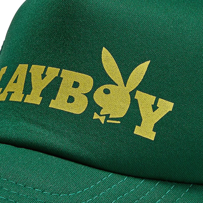 Playboy Masthead Trucker Women's Hats Green / Yellow | 350687SLK