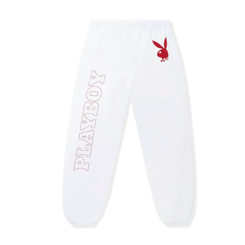 Playboy Masthead Washed Men\'s Sweatpants White / Red | 610953THY