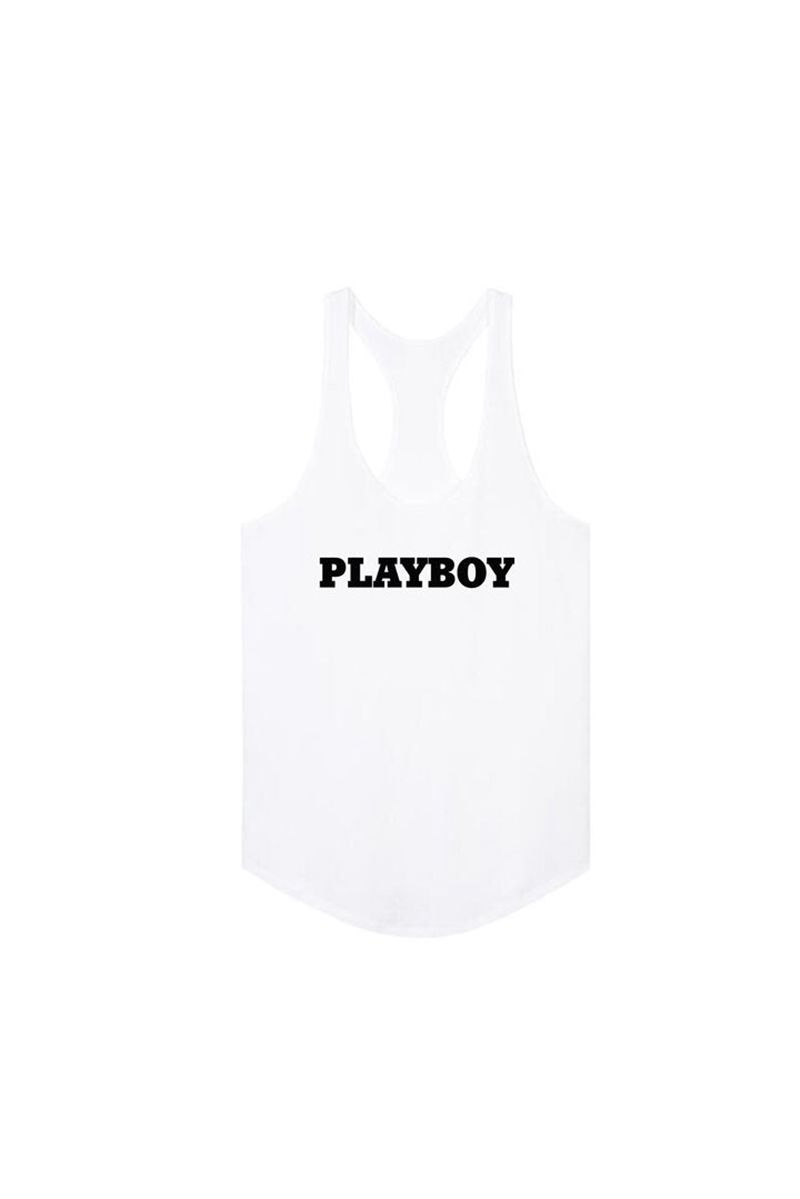 Playboy Masthead Women\'s Tank White | 975601UEC