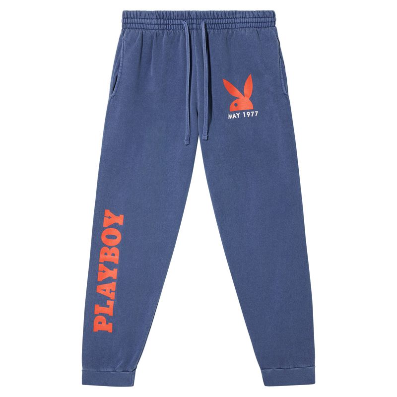 Playboy May 1977 Cover Men\'s Sweatpants Blue / Orange | 398740LNQ