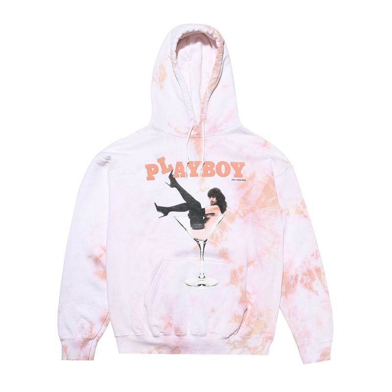 Playboy May/June 2018 Cover Tie-Dye Women\'s Hoodie White / Brown | 758062HNK