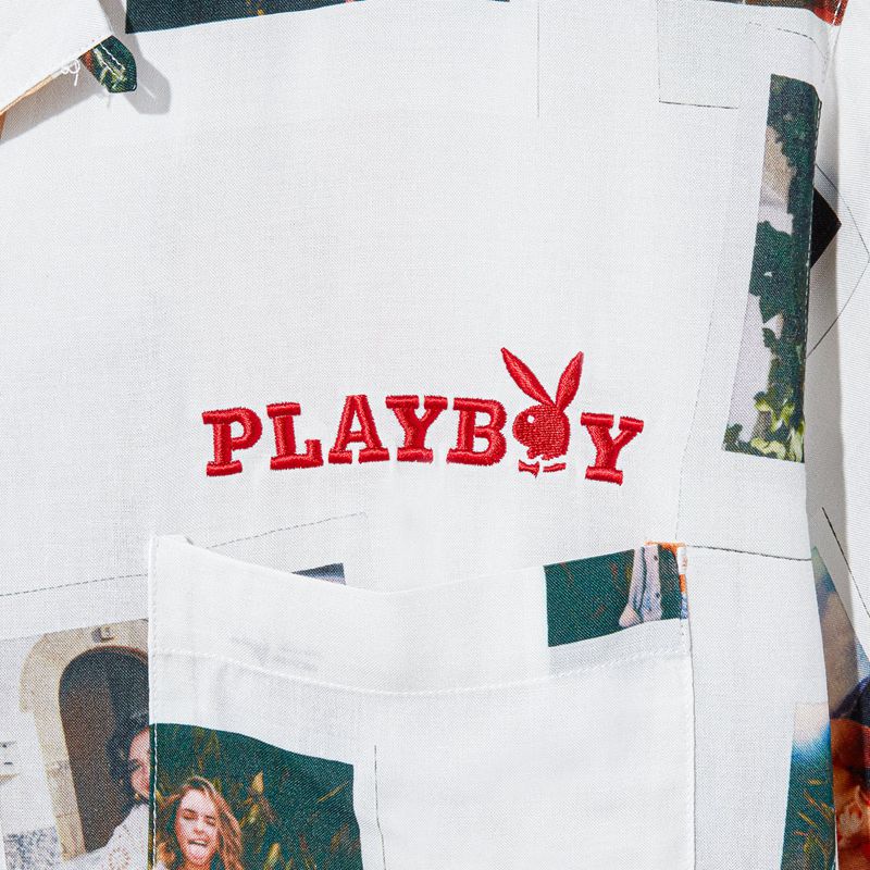 Playboy Memories Camp Men's Shirts White | 735084ZGQ