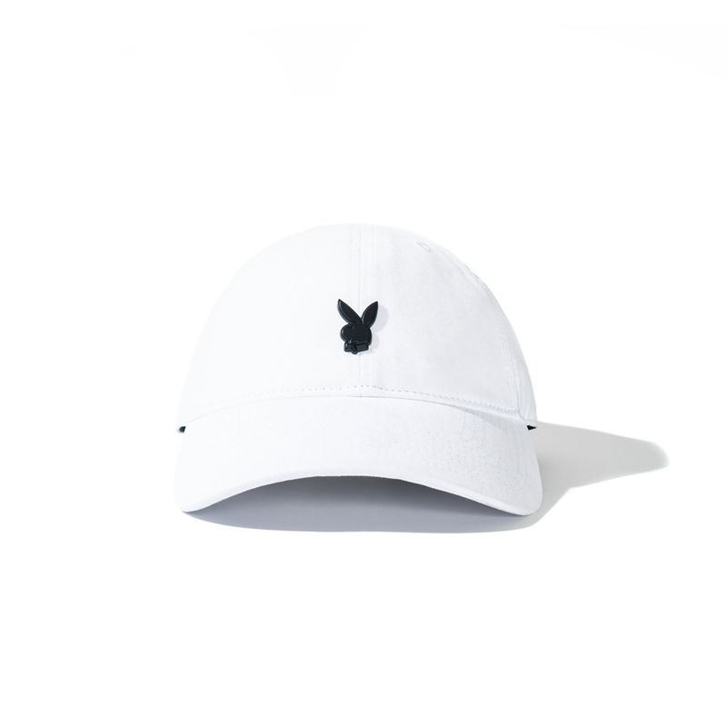 Playboy Metal Rabbit Head Pin Dad Women's Hats White | 156783HIB