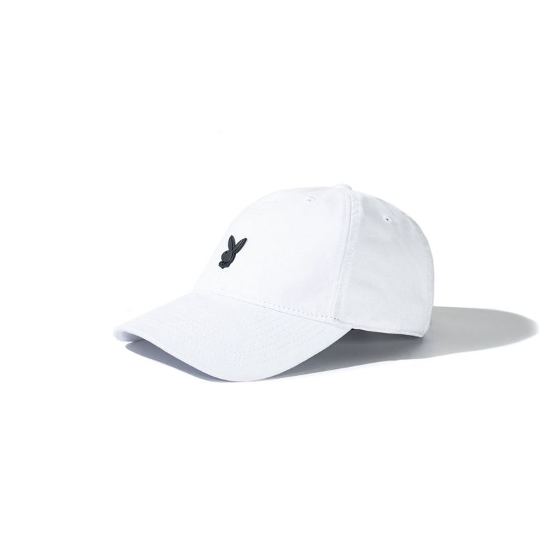 Playboy Metal Rabbit Head Pin Dad Women's Hats White | 156783HIB