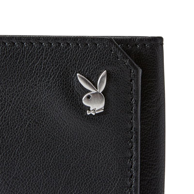 Playboy Milled Trifold Men's Wallets Black | 965204VGT