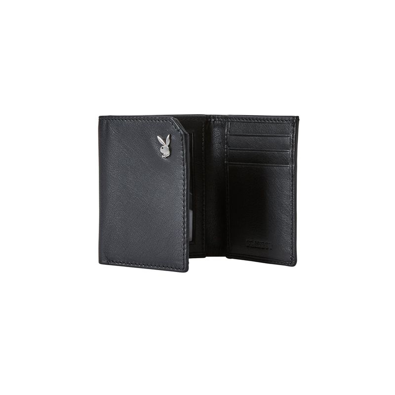 Playboy Milled Trifold Men's Wallets Black | 965204VGT