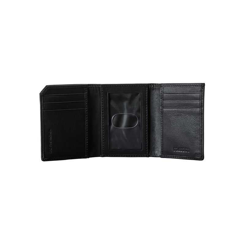 Playboy Milled Trifold Men's Wallets Black | 965204VGT