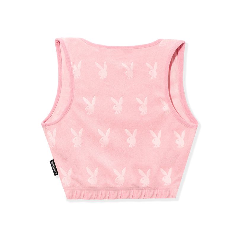 Playboy Missguided Sport Scoop Neck Women's Tank Pink | 910524TYK