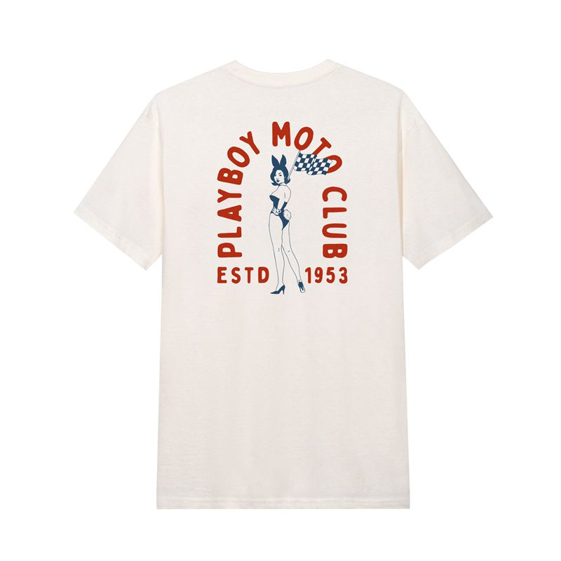 Playboy Moto Club Men's Shirts White | 419378TQG