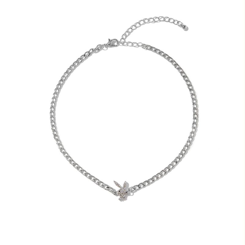 Playboy Multi-Chain Rabbit Head Necklace Women's Jewelry Silver | 870164QWZ