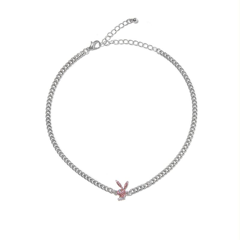 Playboy Multi-Chain Rabbit Head Necklace Women's Jewelry Silver | 870164QWZ