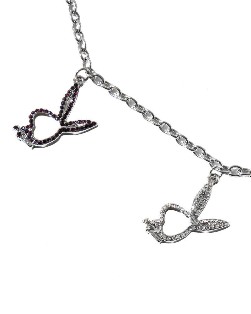 Playboy Multi-Rabbit Head Necklace Women's Jewelry Grey | 792538LKH