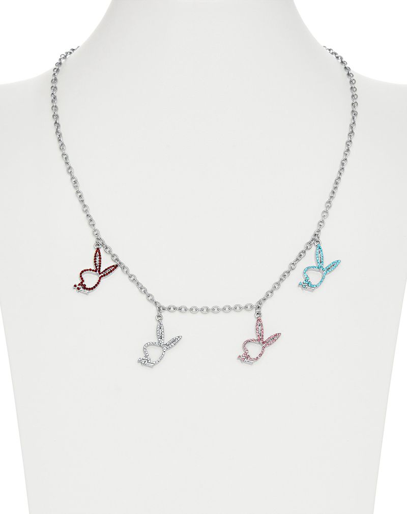 Playboy Multi-Rabbit Head Necklace Women's Jewelry Grey | 792538LKH