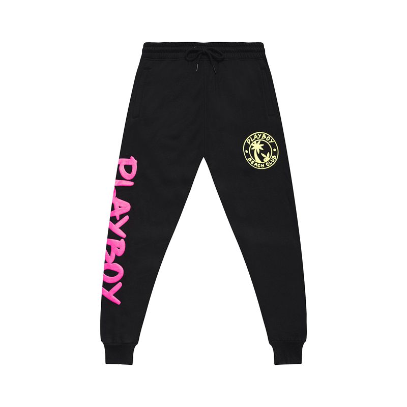 Playboy Neon Beach Club Jogger Men's Sweatpants Black | 540621TNU