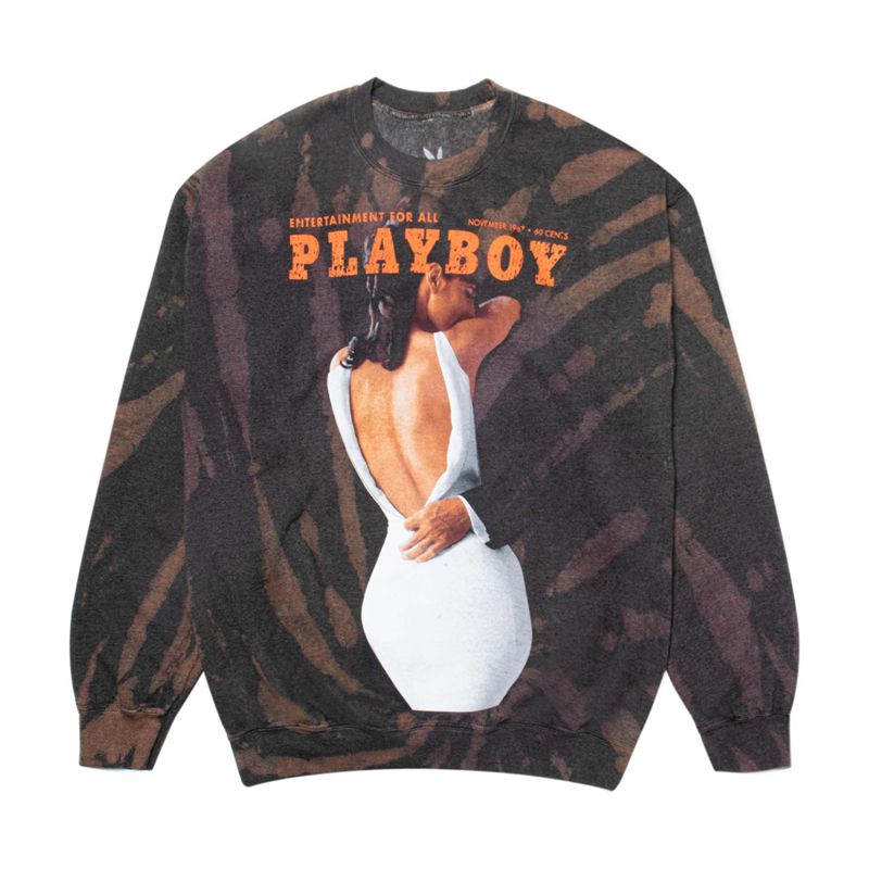 Playboy November 1967 Tie Dye Crewneck Men's Hoodie Brown | 492708HZY