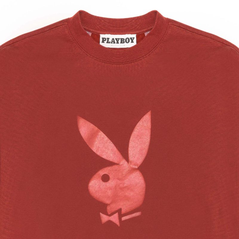 Playboy Nuance Crewneck Men's Hoodie Burgundy | 403618TVP