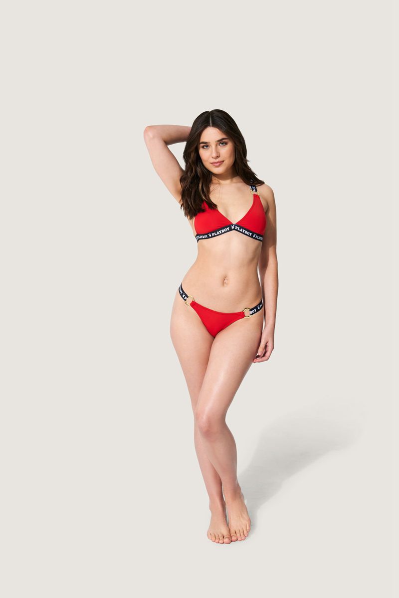 Playboy O-Ring Masthead Strap Bikini Women's Swimwear Red | 382941XUM