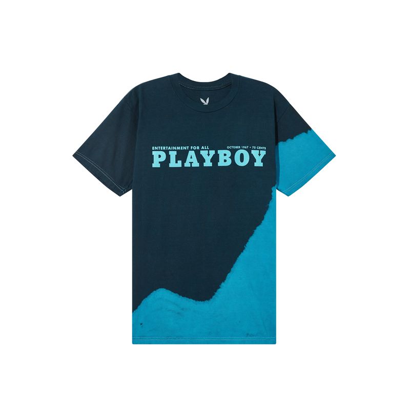 Playboy October 1967 Tie Dye Men's Shirts Black / Blue | 941782RXU