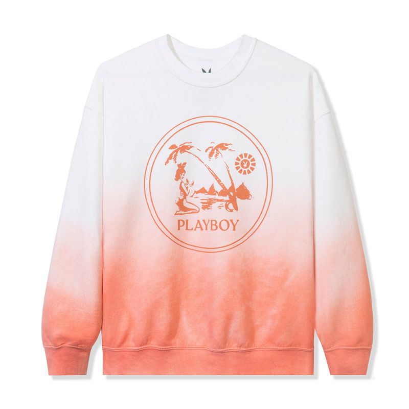 Playboy Ombre Crest Crewneck Sweat Men's Hoodie White / Orange | 035619QZG