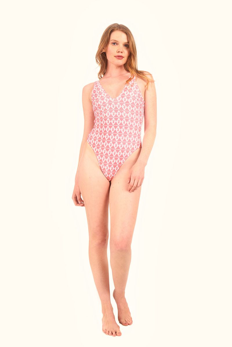 Playboy One Piece Monogram Women's Swimwear Pink | 478653XQH